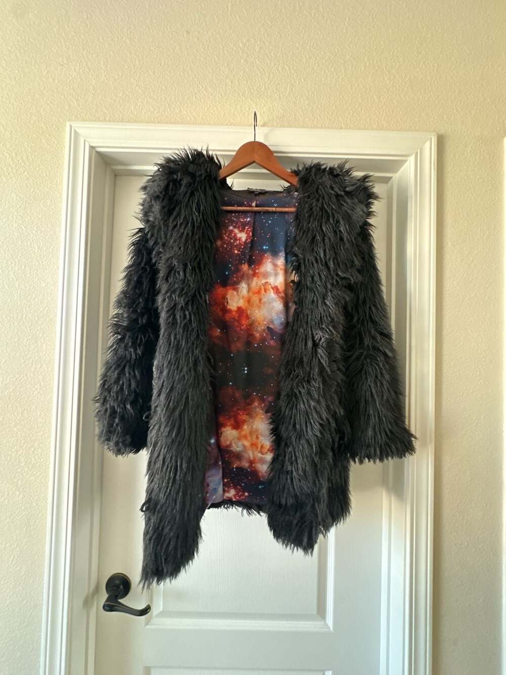 SpiritHoods Black Wolf Galaxy Faux Fur Coat Size XS